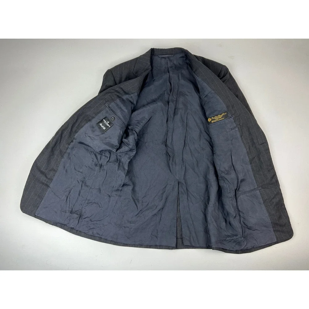 Hickey Freeman Gray Striped Tasmanian Super 120s 2‎ Btn 1 Vent Blazer Mens 41R
